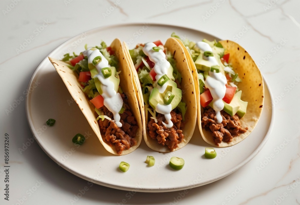 Delicious tacos, isolated bright color background, ad shot Delicious tacos, isolated bright color background, ad shot