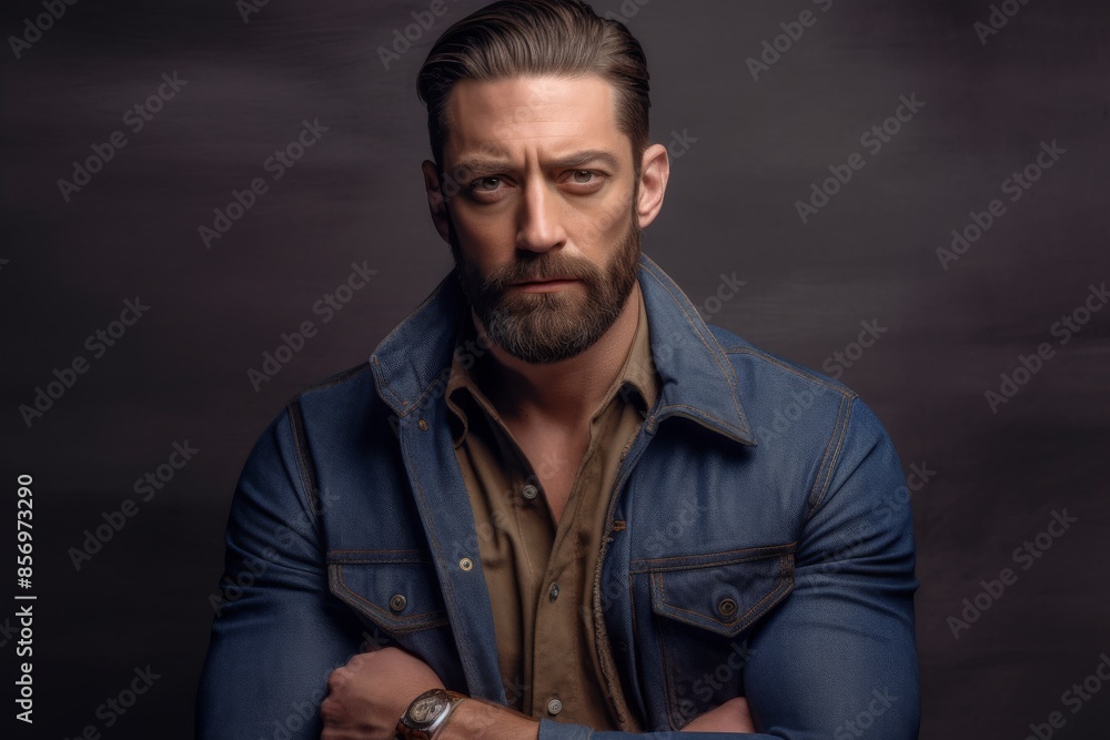 portrait of man in denim shirt portrait of man in denim shirt
