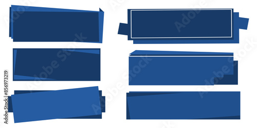 Set of blue banner or headline signs isolated on white background vector illustration.	
