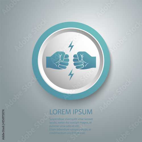 Two clenched fists bumping. Conflict, protest, brotherhood or clash concept vector illustration