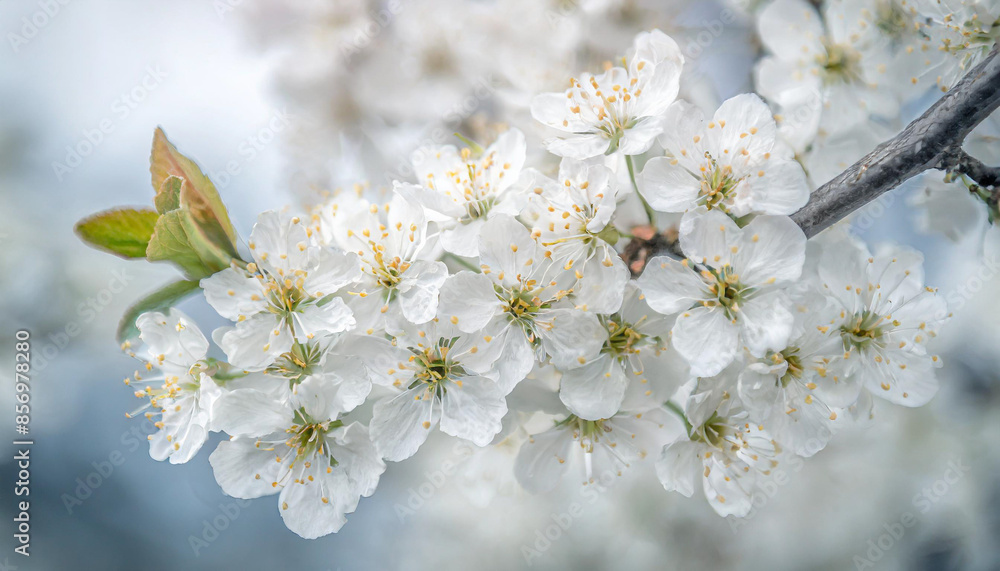 Spring. Blossoming tree brunch with white flowers Spring. Blossoming tree brunch with white flowers