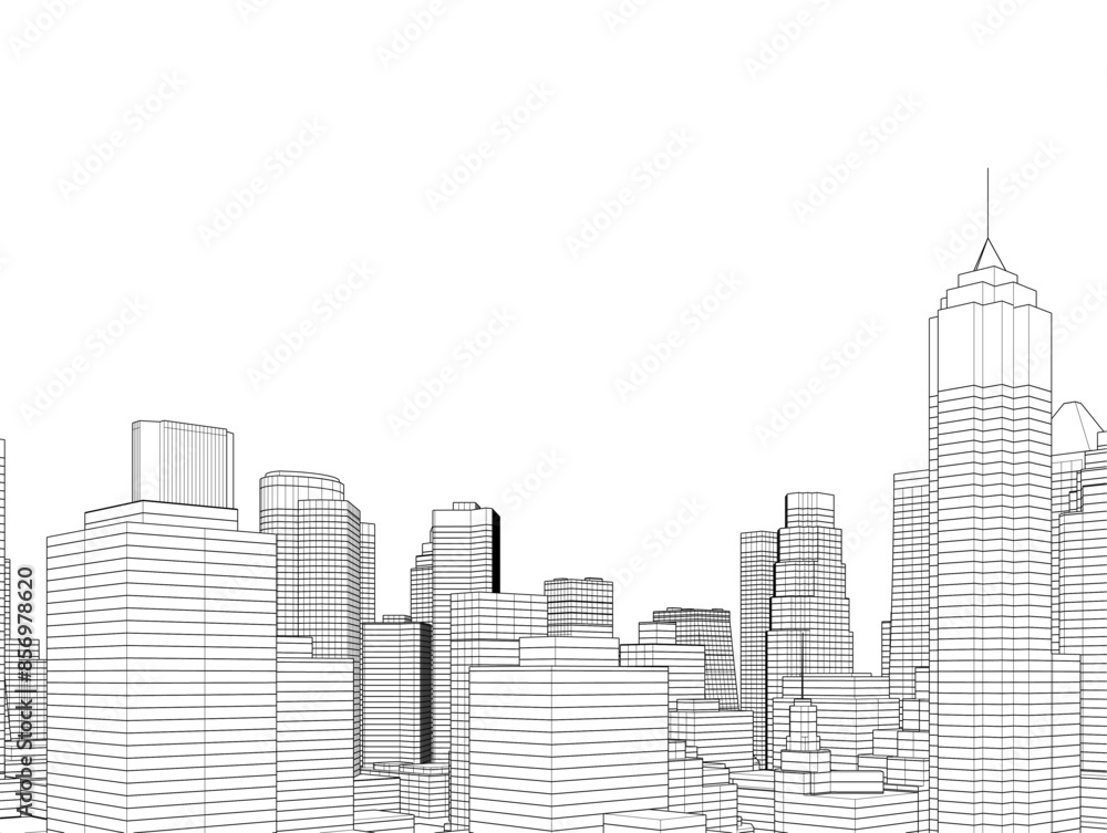 city architecture vector 3d illustration