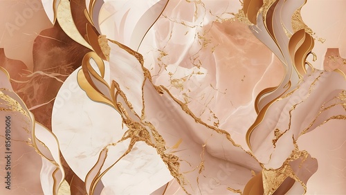 Refined Marble and Gold Wallpaper, Elegant Abstract Image