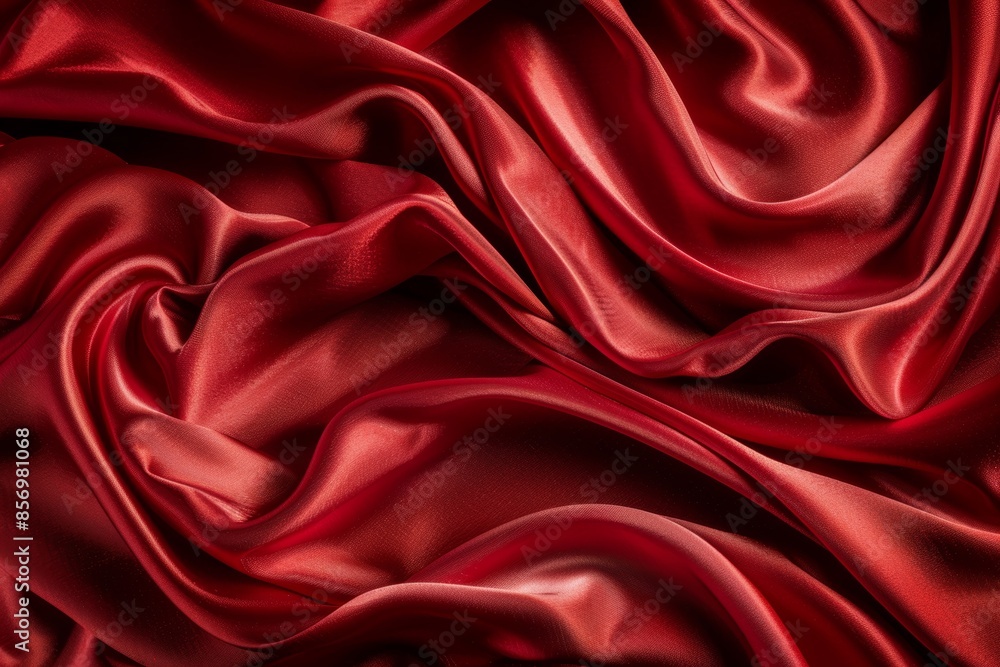 Obraz premium Luxurious red silk fabric texture with elegant waves