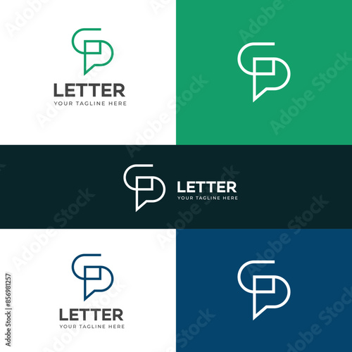 GP, PG letter logo design template elements. Modern abstract digital alphabet letter logo.