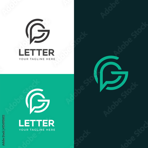 GP, PG letter logo design template elements. Modern abstract digital alphabet letter logo.