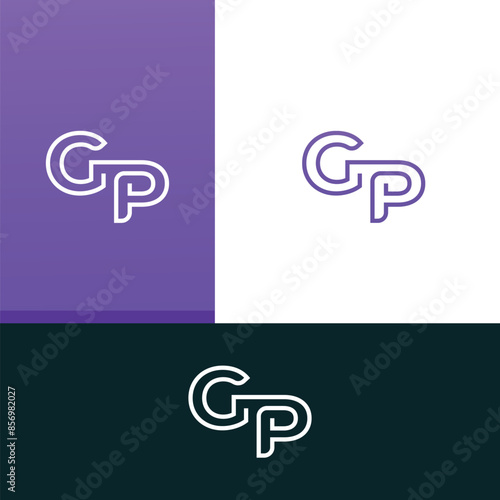 GP, PG letter logo design template elements. Modern abstract digital alphabet letter logo.