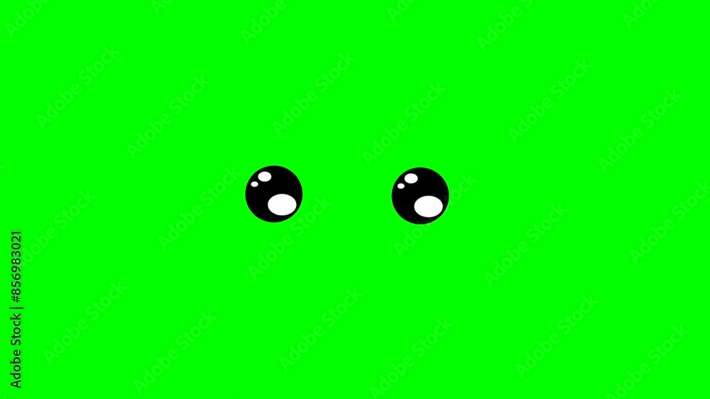 Cartoon simple blinking looking eyes on green screen insert, chroma key ...