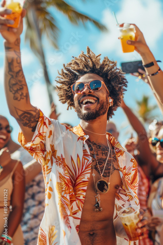 Stylish Man in Sunglasses Dancing at Celebration