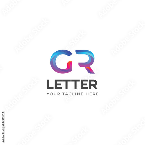 3D GR, RG letter logo design template elements. Modern abstract digital alphabet letter logo.