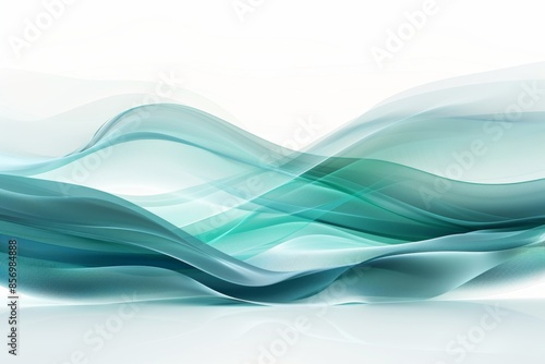 Abstract turquoise waves design with flowing curves and transparent layers