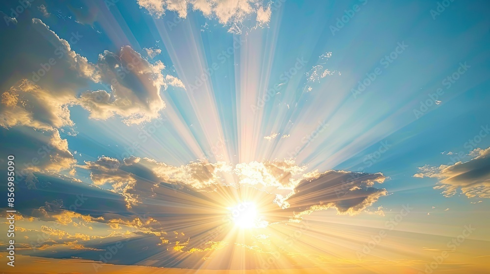 Bright sunbeams painting sky in pastel shades Bright sunbeams painting sky in pastel shades