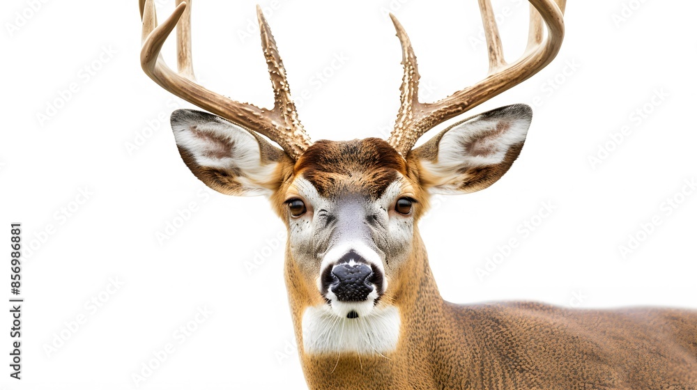 Obraz premium Large whitetail buck isolated on white background. 