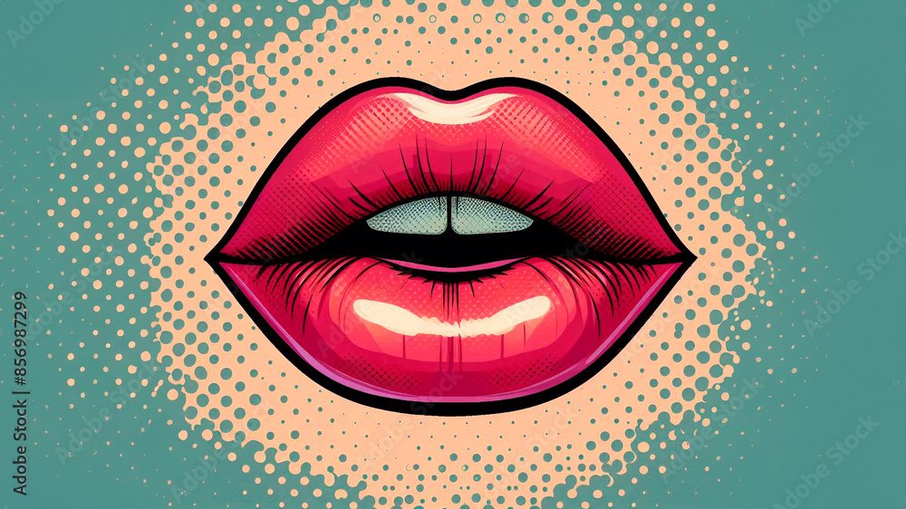 Female sexy lips in pop art comic style Female sexy lips in pop art comic style