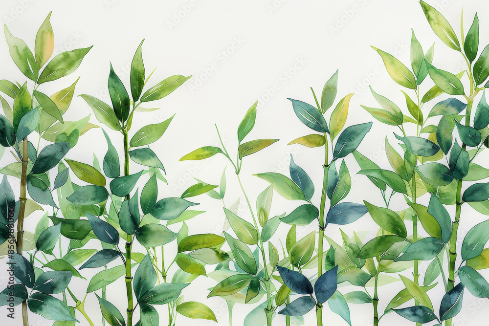Gradient Blend Watercolor Painting of Bamboo Shoots Gradient Blend Watercolor Painting of Bamboo Shoots