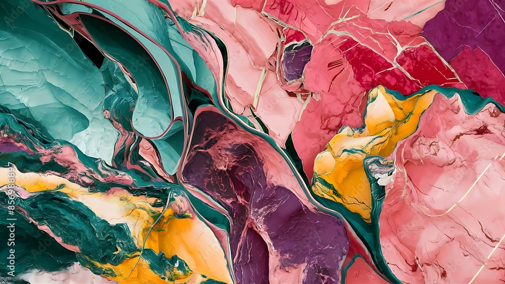 Obraz premium Marble ink colorful wallpaper