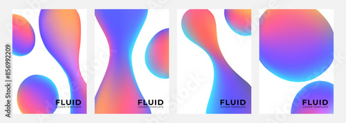 Vibrant gradient fluid shapes. Set of liquid dynamic elements on white background for creative graphic design. Vector illustration.