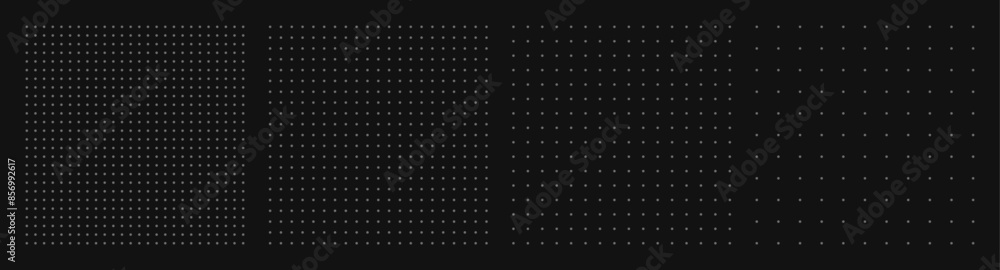 Set of dot grid background with empty space on dark gray backdrop. Design of square graph paper, school math sheet, grid paper sheet, notebook pattern, architectural graph paper. Vector illustration Set of dot grid background with empty space on dark gray backdrop. Design of square graph paper, school math sheet, grid paper sheet, notebook pattern, architectural graph paper. Vector illustration