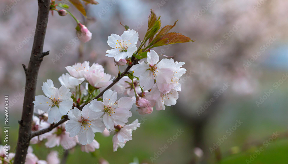 Tender sakura cherry tree blossom in spring morning Tender sakura cherry tree blossom in spring morning
