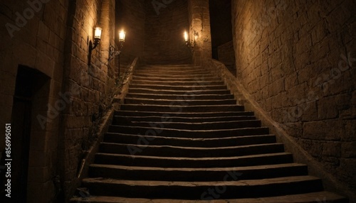Stone Steps in a Dark Castle. © BOJOShop
