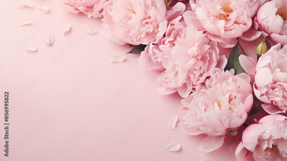 Tender peonies on pink background Tender peonies on pink background