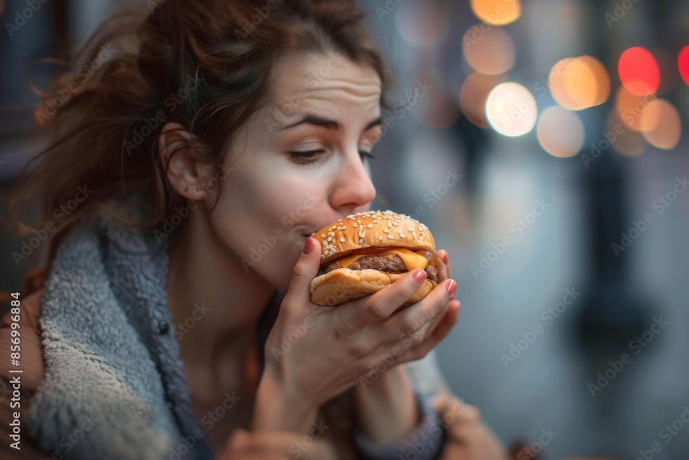 Woman Eating Burger Woman Eating Burger Woman Eating Burger Woman Eating Burger