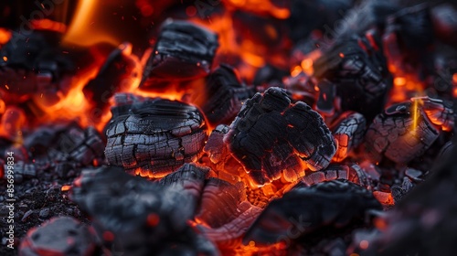 As the flames ebb and flow, the flaming coals become a symbol of resilience and endurance, persisting in the face of adversity and emerging stronger than ever before. photo