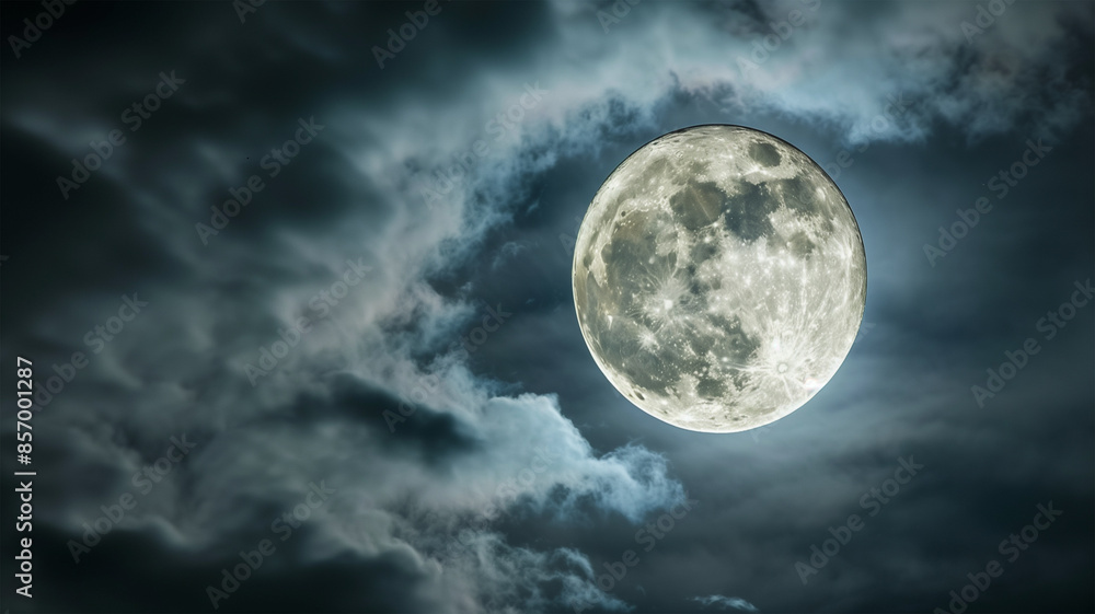 夜空に輝く満月 夜空に輝く満月