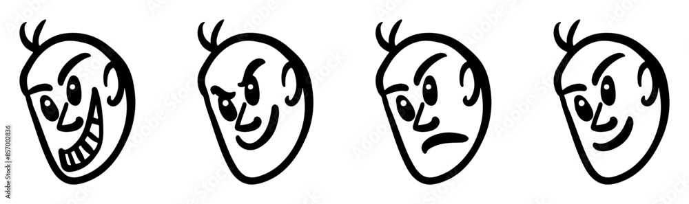 Set of Facial Expressions Vector Silhouettes Set of Facial Expressions Vector Silhouettes