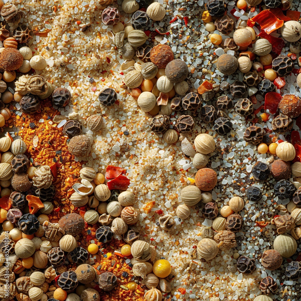 Detailed view of the grainy texture of ground spices Detailed view of the grainy texture of ground spices
