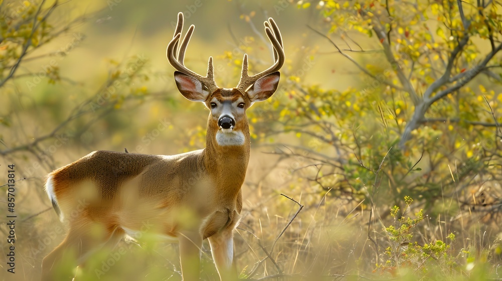 Fototapeta premium Large whitetail buck isolated on white background.