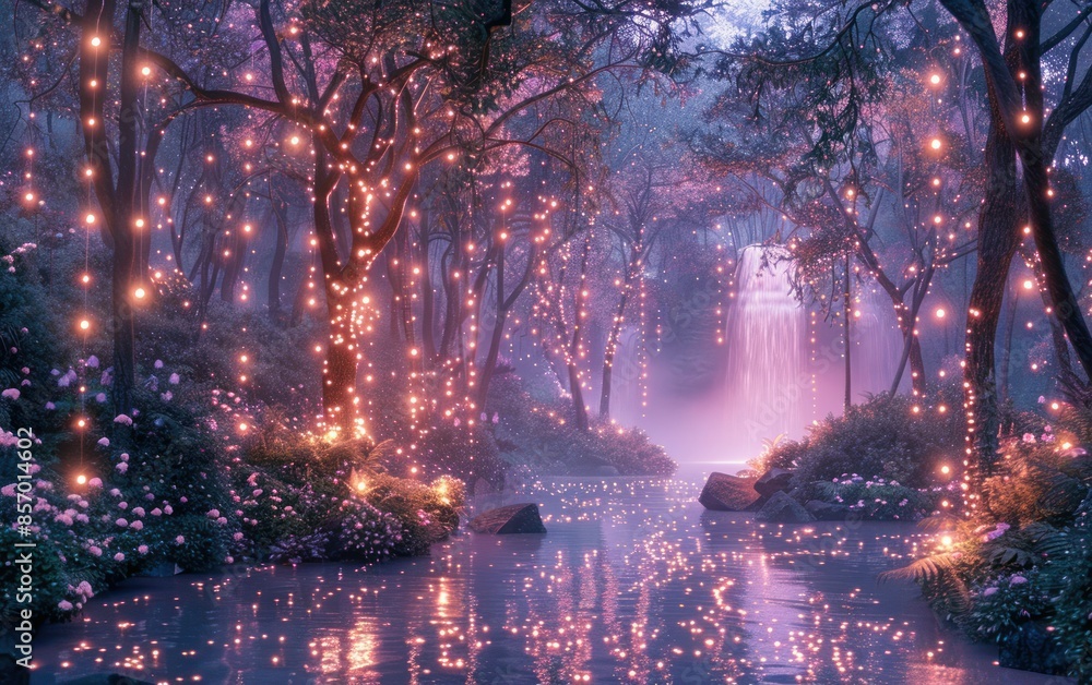 Enchanted Forest Waterfall at Twilight Enchanted Forest Waterfall at Twilight