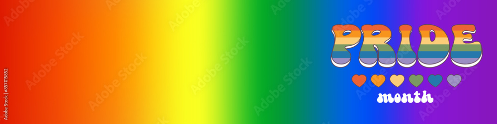 Vetor de Pride month horizontal banner with gradient with pride colors ...