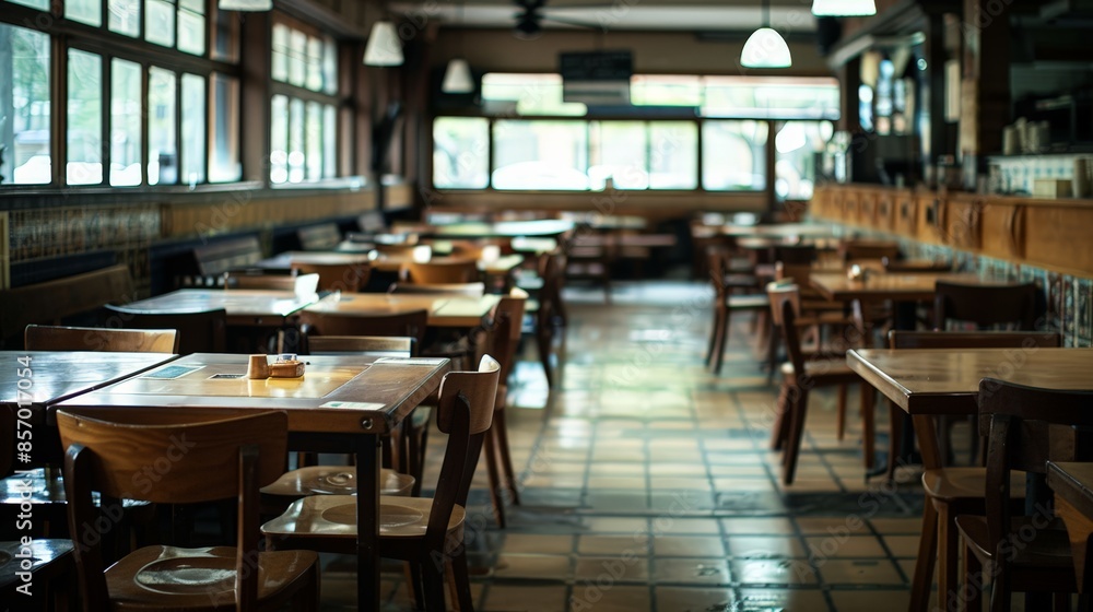 The empty cafe sits in silent repose, its tables and chairs devoid of the bustling energy that once filled its cozy confines. The empty cafe sits in silent repose, its tables and chairs devoid of the bustling energy that once filled its cozy confines.