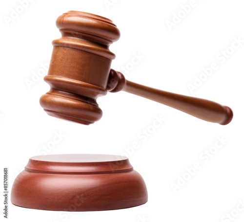 PNG Wooden gavel stands white background courthouse device.