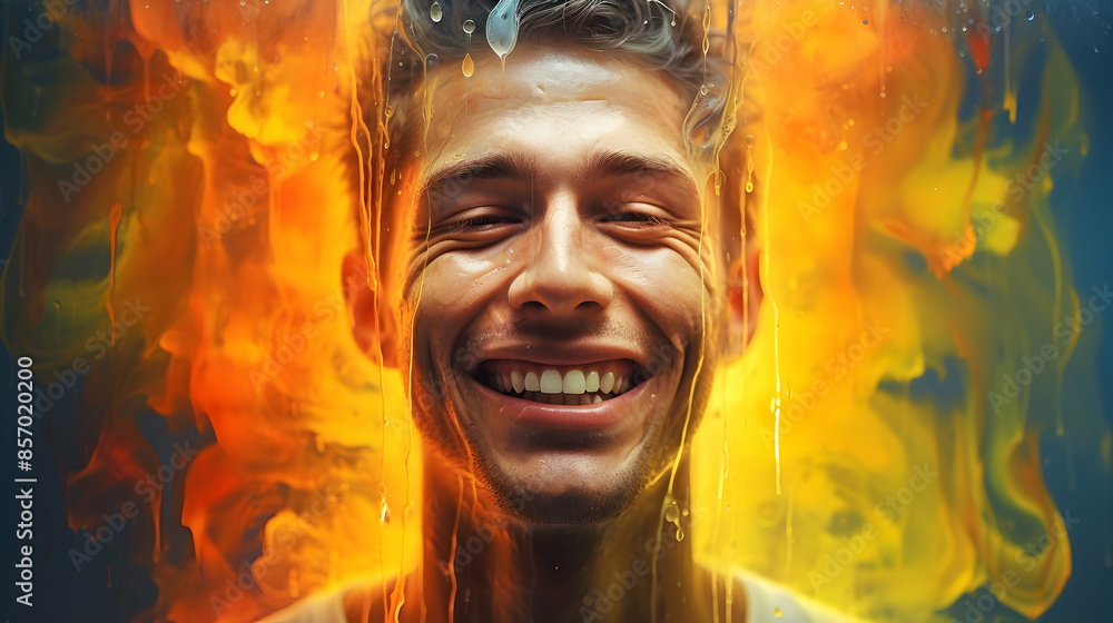 Joyful smile accentuated by warm color tones Joyful smile accentuated by warm color tones