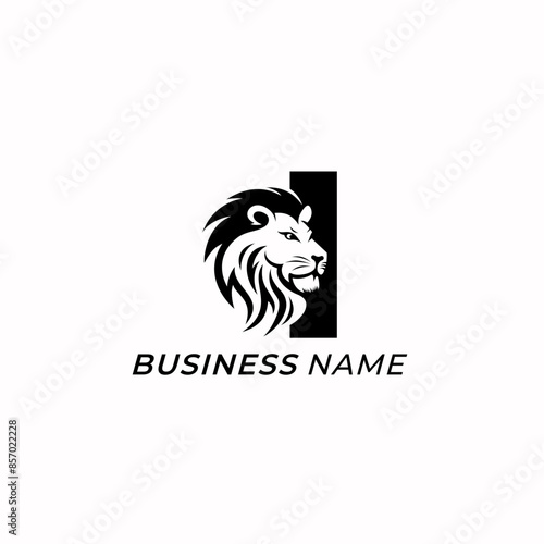 design logo creative letter I and lion head