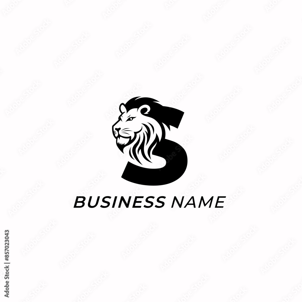 Fototapeta premium design logo creative letter S and lion head