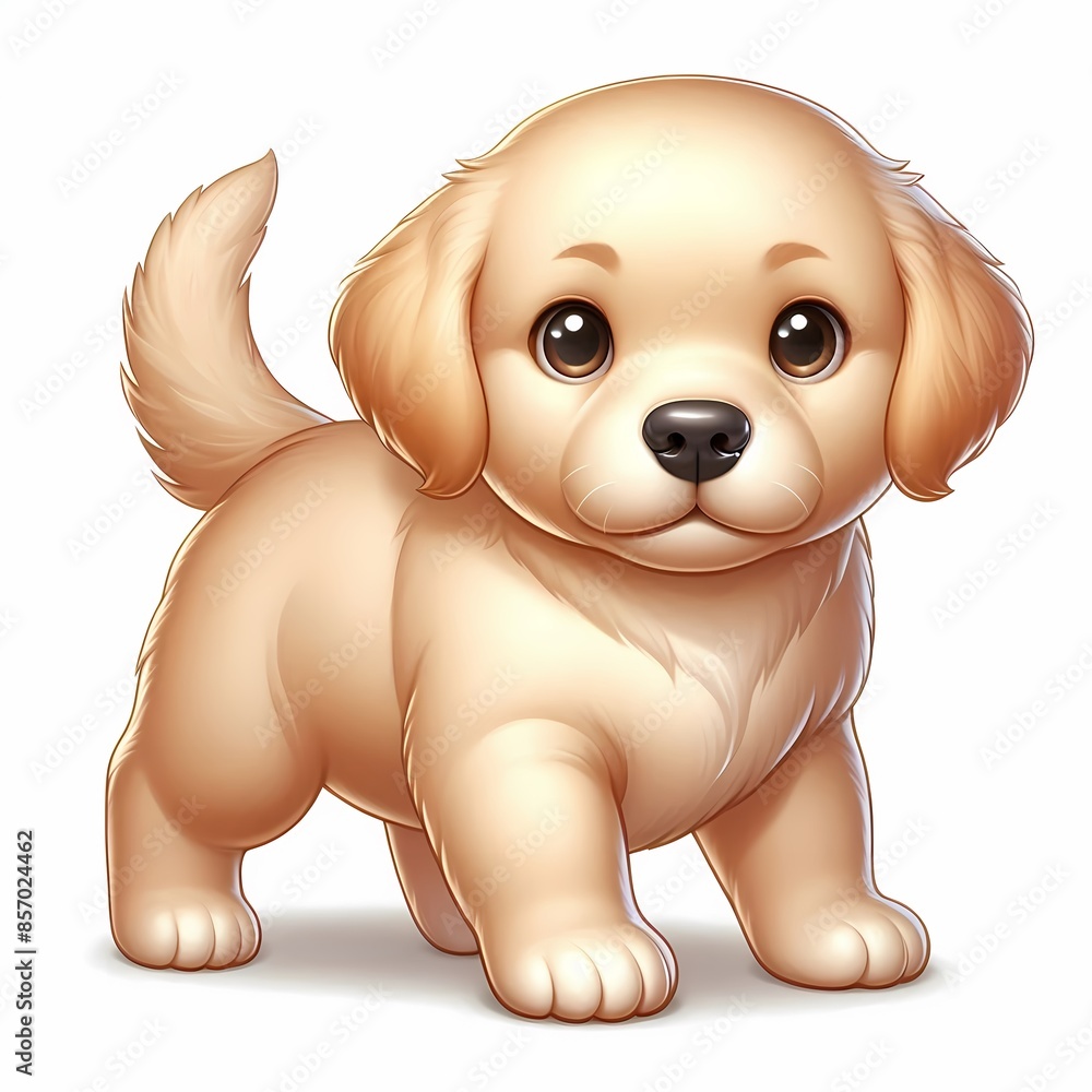 Adorable Golden Retriever Puppy Portrait | Cute, Fluffy, and Happy Canine Friend | Purebred Pedigree Dog Looking Playful and Friendly | Isolated on White Background | Domestic Animal Illustration and Adorable Golden Retriever Puppy Portrait | Cute, Fluffy, and Happy Canine Friend | Purebred Pedigree Dog Looking Playful and Friendly | Isolated on White Background | Domestic Animal Illustration and