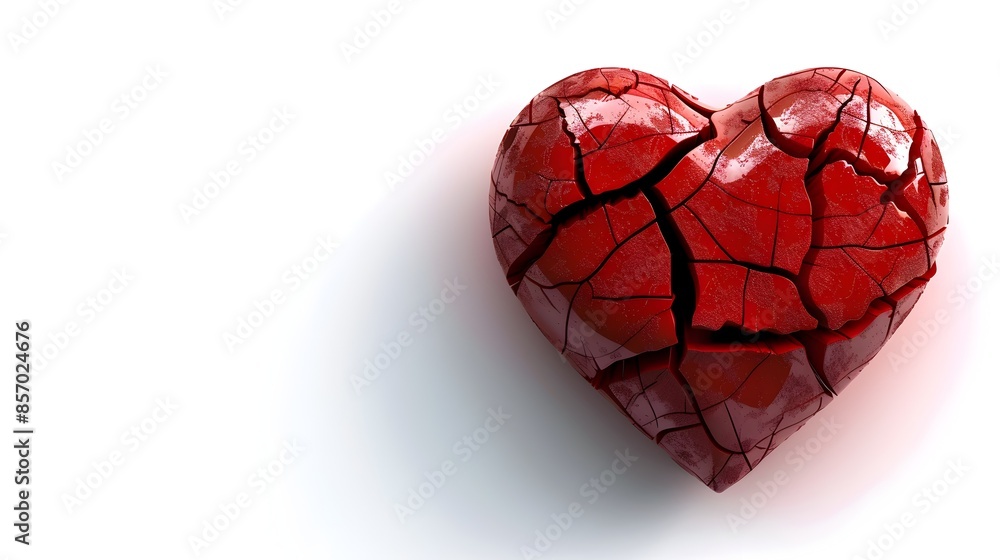 Broken Heart with Soft Shadow on White Background Broken Heart with Soft Shadow on White Background