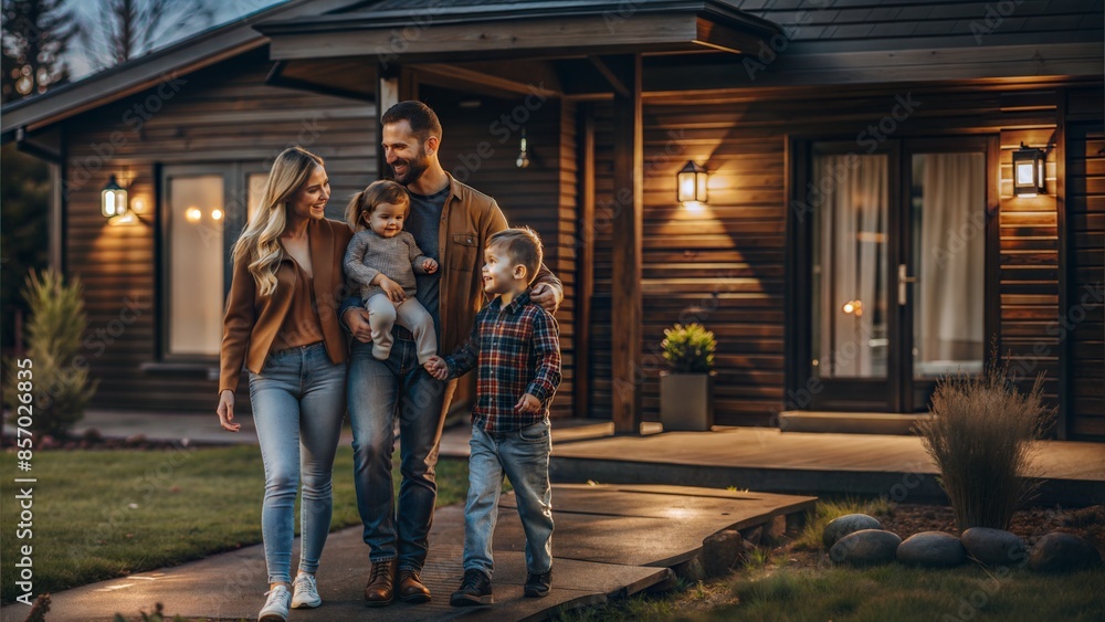 beautiful happy family on a walk in the country cottage with their son and parents beautiful happy family on a walk in the country cottage with their son and parents