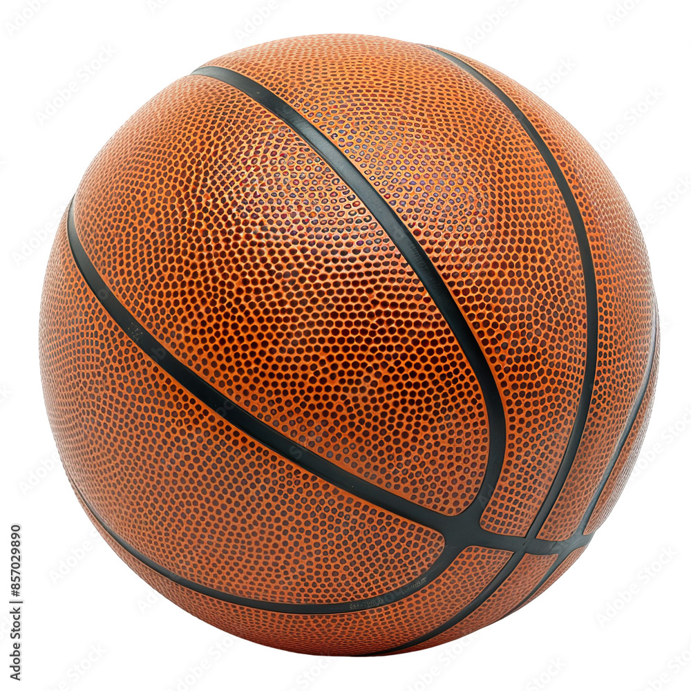 Fototapeta premium Angled view of a basketball isolated on a flat white transparent background