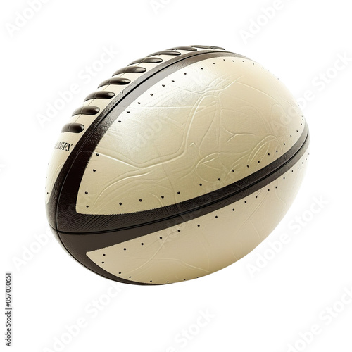 Angled view of a rugby ball isolated on a flat white transparent background photo