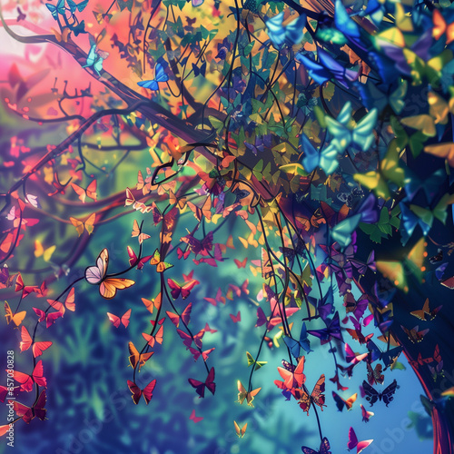 autumn leaves and butterfly background