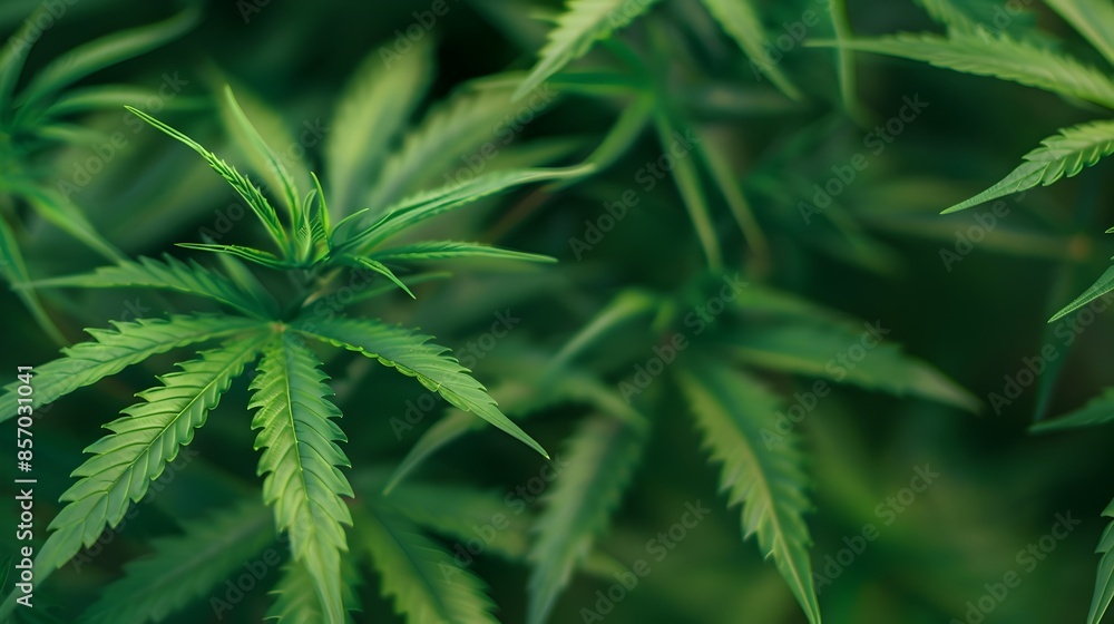 Vibrant Green Cannabis Leaves in Greenhouse with Isolated Background Vibrant Green Cannabis Leaves in Greenhouse with Isolated Background