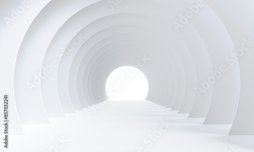 Fototapeta Naklejka Na Ścianę i Meble -  Abstract white circular tunnel. 3d illustration