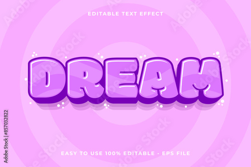 Dream Editable text effect 3d Trendy Cartoon template style cute vector