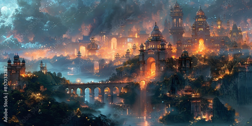 Fototapeta premium surreal illustration of a fantasy city