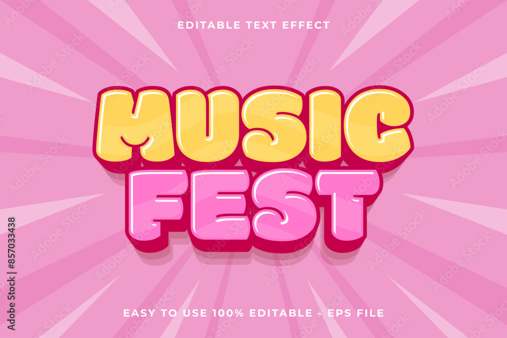 music fest Editable text effect 3d Trendy Cartoon template style cute vector music fest Editable text effect 3d Trendy Cartoon template style cute vector