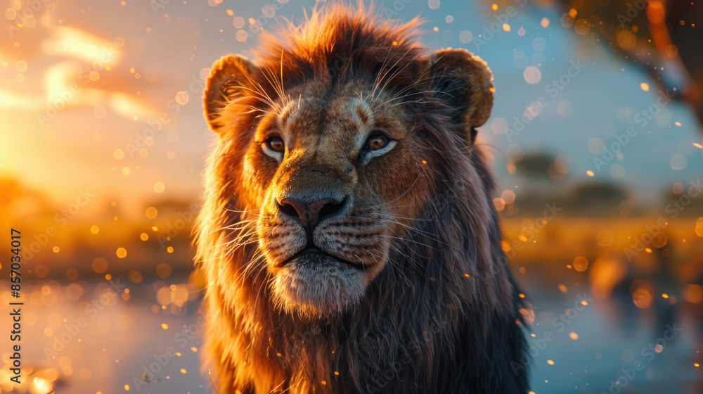 Naklejka premium lion in the woods